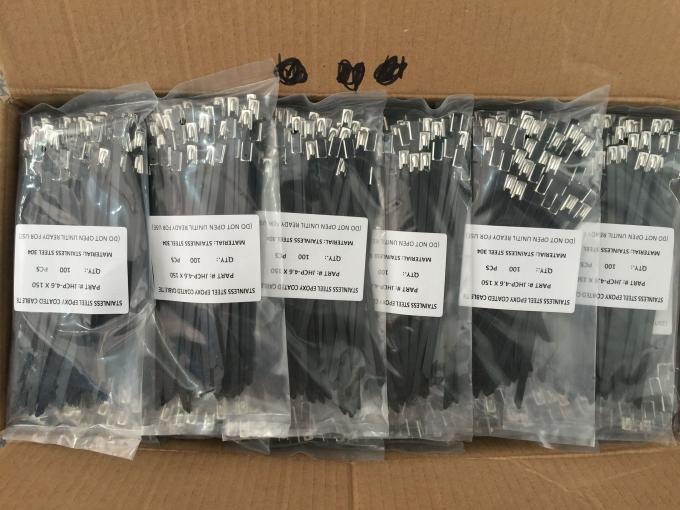 Bridas de plástico revestidas de epoxy solares ultravioleta del acero inoxidable Ss304/Ss316 100 PC/paquetes del bolso